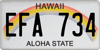 HI license plate EFA734