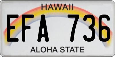 HI license plate EFA736