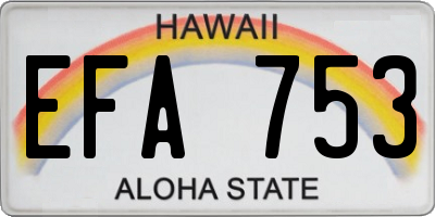 HI license plate EFA753