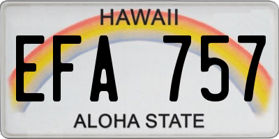 HI license plate EFA757