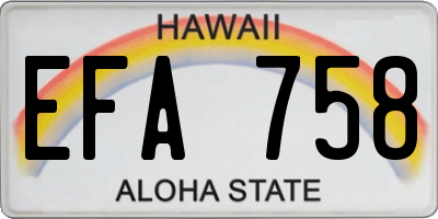 HI license plate EFA758