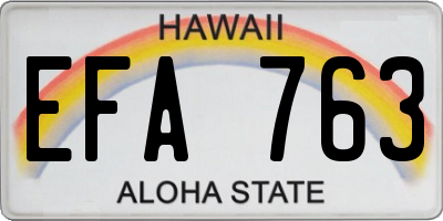 HI license plate EFA763