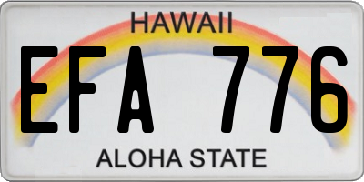 HI license plate EFA776