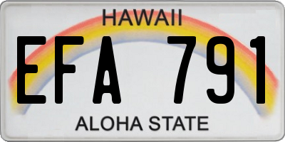 HI license plate EFA791