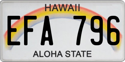 HI license plate EFA796