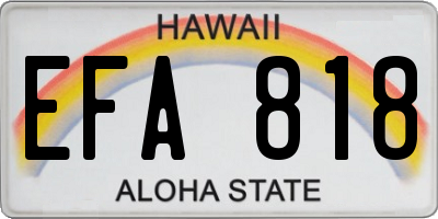 HI license plate EFA818