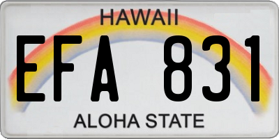 HI license plate EFA831