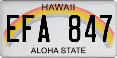 HI license plate EFA847