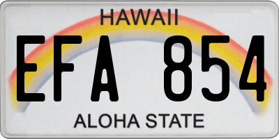 HI license plate EFA854