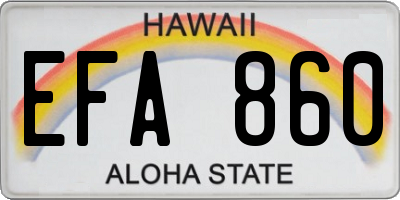 HI license plate EFA860