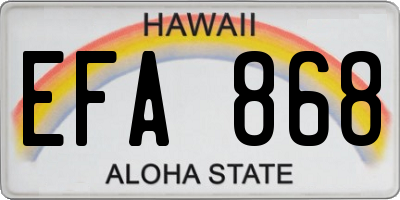 HI license plate EFA868