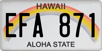 HI license plate EFA871