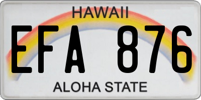HI license plate EFA876