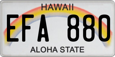 HI license plate EFA880