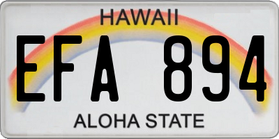 HI license plate EFA894