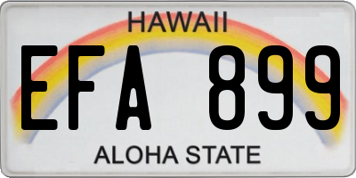 HI license plate EFA899