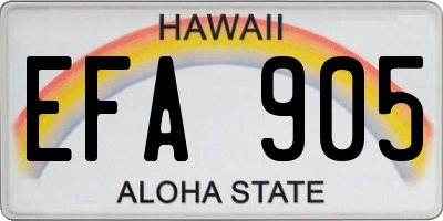 HI license plate EFA905