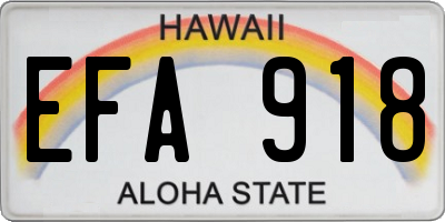 HI license plate EFA918