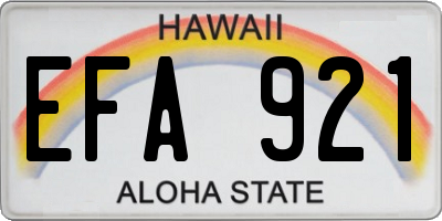 HI license plate EFA921