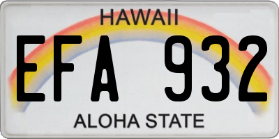 HI license plate EFA932