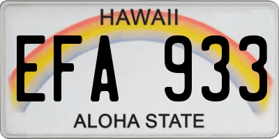 HI license plate EFA933