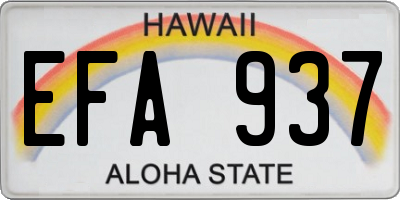 HI license plate EFA937