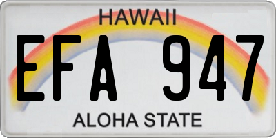 HI license plate EFA947