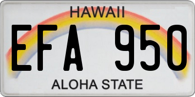 HI license plate EFA950