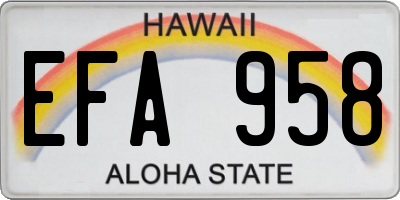 HI license plate EFA958