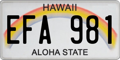 HI license plate EFA981