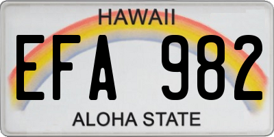 HI license plate EFA982