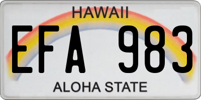 HI license plate EFA983