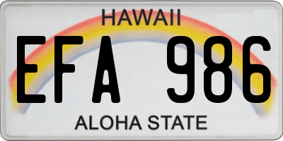 HI license plate EFA986