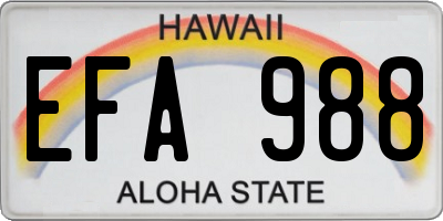 HI license plate EFA988