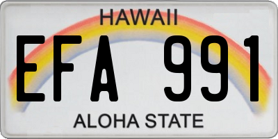 HI license plate EFA991