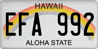 HI license plate EFA992