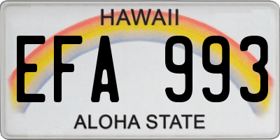 HI license plate EFA993