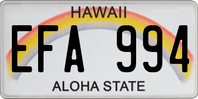HI license plate EFA994
