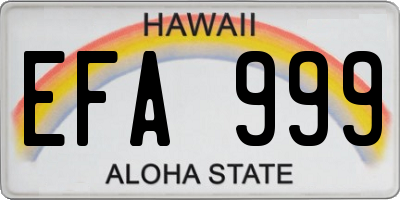 HI license plate EFA999