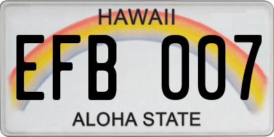 HI license plate EFB007