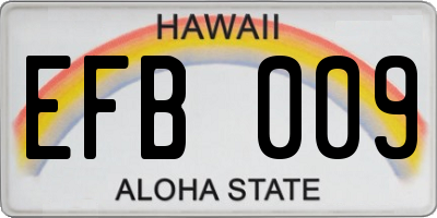 HI license plate EFB009