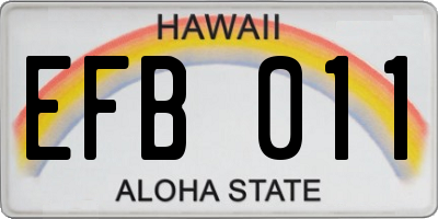 HI license plate EFB011