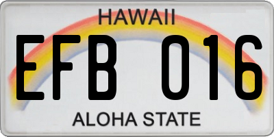 HI license plate EFB016