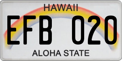 HI license plate EFB020