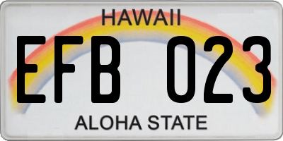 HI license plate EFB023