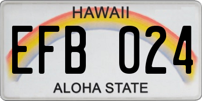 HI license plate EFB024