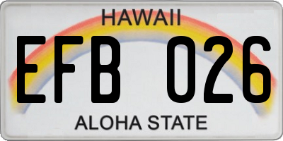 HI license plate EFB026