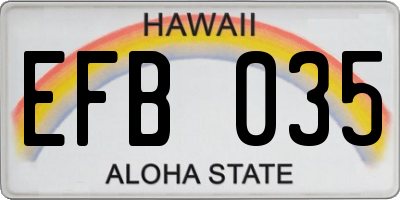 HI license plate EFB035