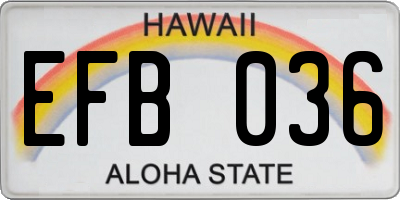 HI license plate EFB036