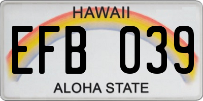 HI license plate EFB039